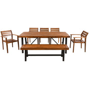 Outdoor Wood Dining Set For 7-8 People, ThickTable,