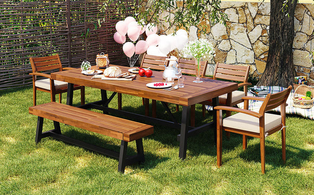 Outdoor Wood Dining Set For 7-8 People, ThickTable,