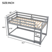 Twin over Twin Floor Bunk Bed with Ladder