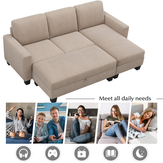 Convertible Sleeper Sectional with Reversible Storage Chaise