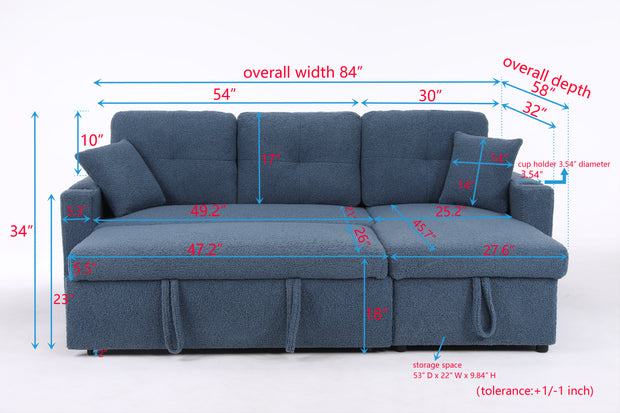 Convertible Sleeper Sectional with Storage Chaise