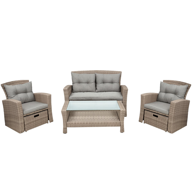 4 Piece Outdoor Set All Weather Wicker