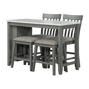 5-piece Counter Height Dining Table Set with Built-in Storage Shelves,Grey