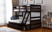 Twin over Full Bunk Bed with Storage - Espresso