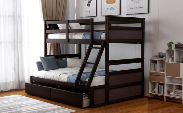 Twin over Full Bunk Bed with Storage - Espresso