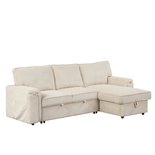 Convertible Sleeper Sectional  with Reversible Storage Chaise and retractable cup holders .