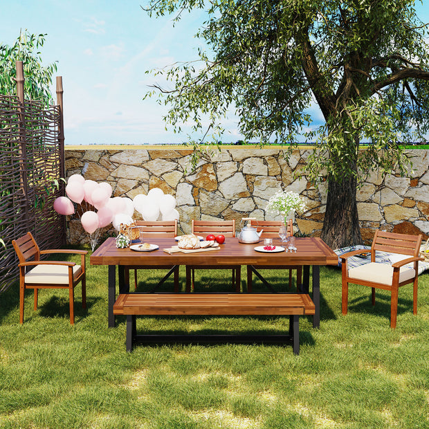 Outdoor Wood Dining Set For 7-8 People, ThickTable,