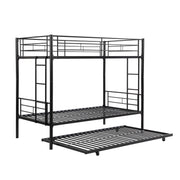 Twin Over Twin Bunk Bed Frame with Trundle. Can be Divided Into Two Beds