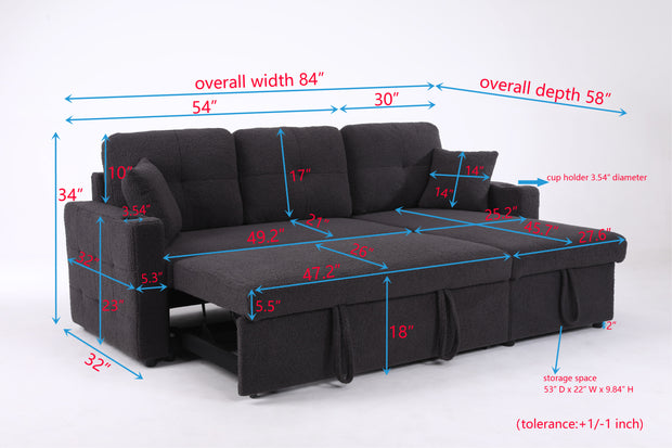 Convertible Sleeper Sectional with Storage Chaise