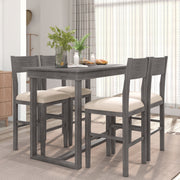 Farmhouse Counter Height 5-Piece Dining Set, Gray