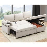 81” Convertible Sleeper Sectional with storage, USB Charger and Cup Holder-Multiple Colors