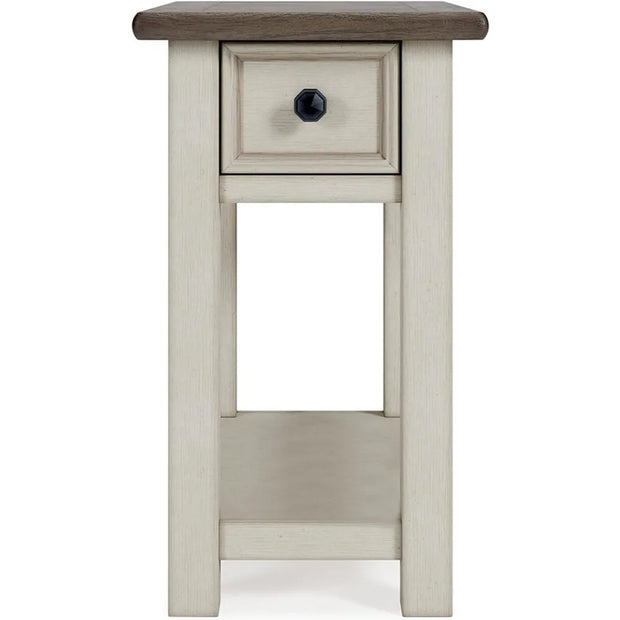 Bolanburg Farmhouse Chair Side End Table, Light Brown & Whitewash