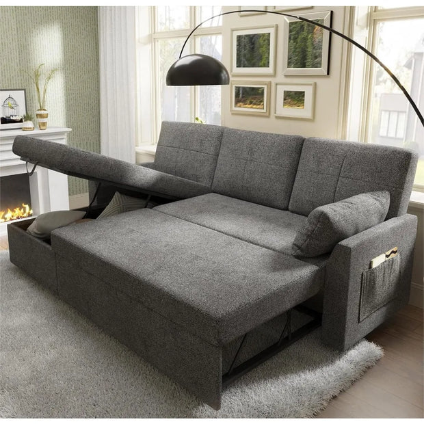 110 inch Convertible Sectional Sleeper with Double Storage Chaise