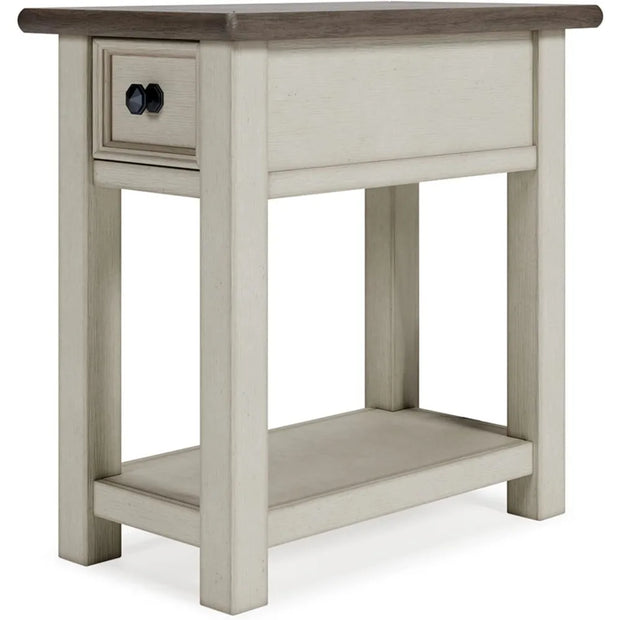 Bolanburg Farmhouse Chair Side End Table, Light Brown & Whitewash