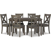 Caitbrook Rustic 7 Piece Dining Set, Include Table and 6 Chairs, Gray