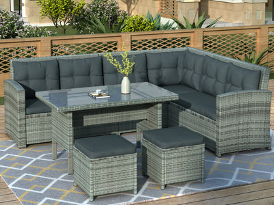 6-Piece Outdoor Patio Furniture Set Glass