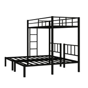 Twin over Twin & Twin Bunk Beds for 3, Twin XL over Twin & Twin Bunk Bed Metal Triple Bunk Bed, Black