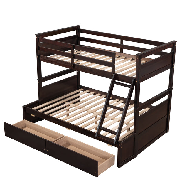 Twin over Full Bunk Bed with Storage - Espresso