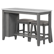 5-piece Counter Height Dining Table Set with Built-in Storage Shelves,Grey