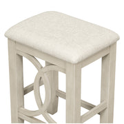 Farmhouse 3-Piece Counter Height Dining/Bar Set with USB Port and Upholstered Stools,Cream