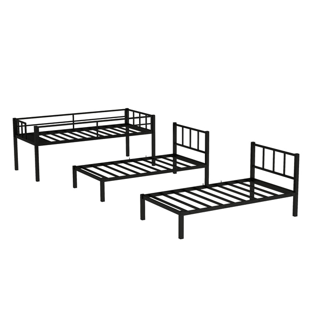 Twin over Twin & Twin Bunk Beds for 3, Twin XL over Twin & Twin Bunk Bed Metal Triple Bunk Bed, Black