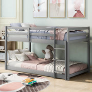 Twin over Twin Floor Bunk Bed with Ladder