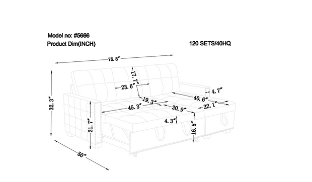 77 Inch Reversible Sleeper Sectional with Storage Chaise, Light Grey