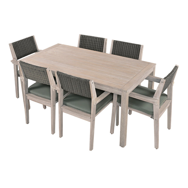 Outdoor Dining Set Patio Dining table and Chairs with Rattan Backrest