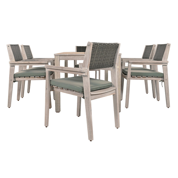 Outdoor Dining Set Patio Dining table and Chairs with Rattan Backrest