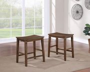 Compact Farmhouse 5-Pack Counter Dining Set - Plank Effect Table Top - Shaped Counter Stool Seat - Perfect for Apartments or Smaller Homes