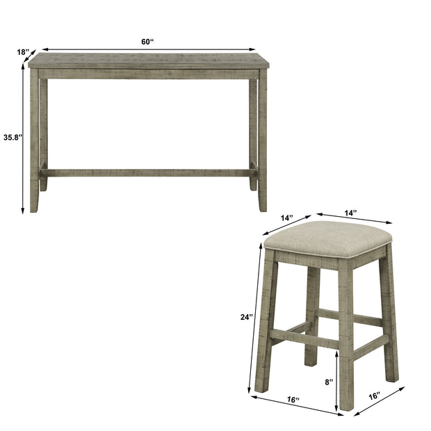 4 Piece Counter Height Bar/Dining Set with Power Strip and USB Ports