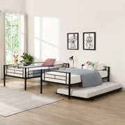 Twin Over Twin Bunk Bed Frame with Trundle. Can be Divided Into Two Beds