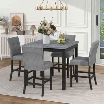 5-Piece Counter Height  Wood Dining Set Black