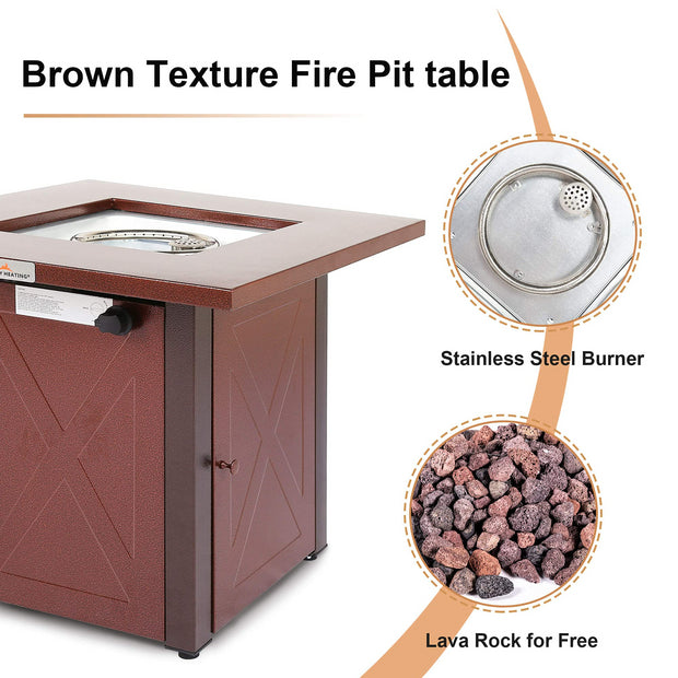 28" 50000 BTU Outdoor Propane Gas Fire Pits Table