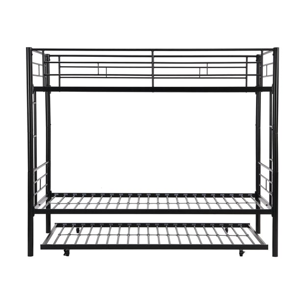 Twin Over Twin Bunk Bed Frame with Trundle. Can be Divided Into Two Beds