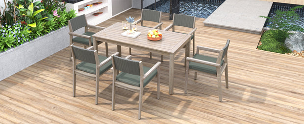 Outdoor Dining Set Patio Dining table and Chairs with Rattan Backrest