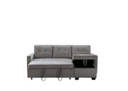 77 Inch Reversible Sleeper Sectional with Storage Chaise, Light Grey