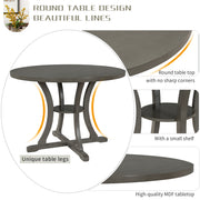 5-Piece Round Dining Set with Special-shaped Legs and an Exquisitely Designed Hollow Chair Back (Gray)