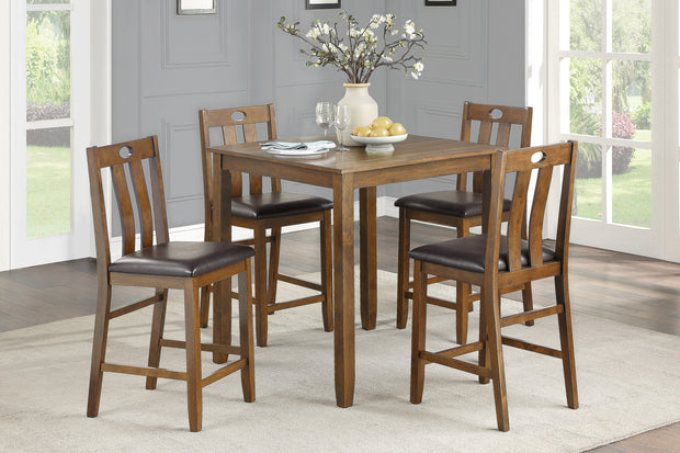 5pc Counter Height Set Dining  Brown