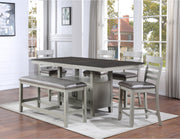 Steve Silver Co Hyland - 6 Piece Counter Height Dining Set - Pearl Silver