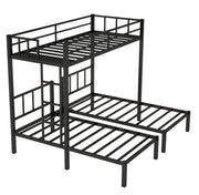 Twin over Twin & Twin Bunk Beds for 3, Twin XL over Twin & Twin Bunk Bed Metal Triple Bunk Bed, Black