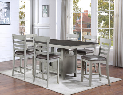 Steve Silver Co Hyland - 7 Piece Counter Height Dining Set - Pearl Silver