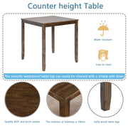 5 Piece Acacia Wood Counter Height Dining Set in Walnut