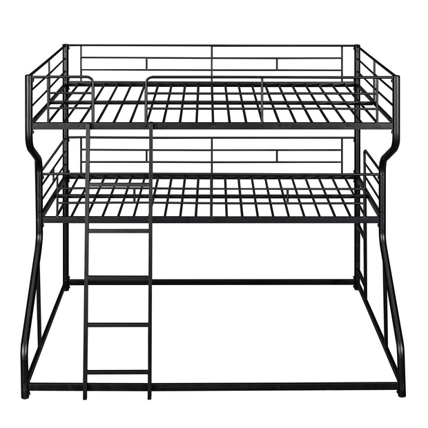 Full XL over Twin XL over Queen Size Triple Bunk Bed with Long and Short Ladder,Black