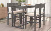 Farmhouse Counter Height 5-Piece Dining Set, Gray