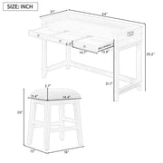 4-piece Dining Bar Set with 3 Upholstered Stools, Multifunctional Dining Table with 3 Drawers (Natural Wood Wash)