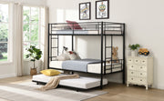 Twin Over Twin Bunk Bed Frame with Trundle. Can be Divided Into Two Beds