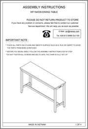 4 Piece Counter Height Bar/Dining Set with Power Strip and USB Ports