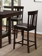 5 Piece Counter Height Dining Set with Shelf - Espresso Finish