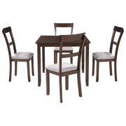 5 Piece Industrial Style Wood Dining Set  (Espresso)